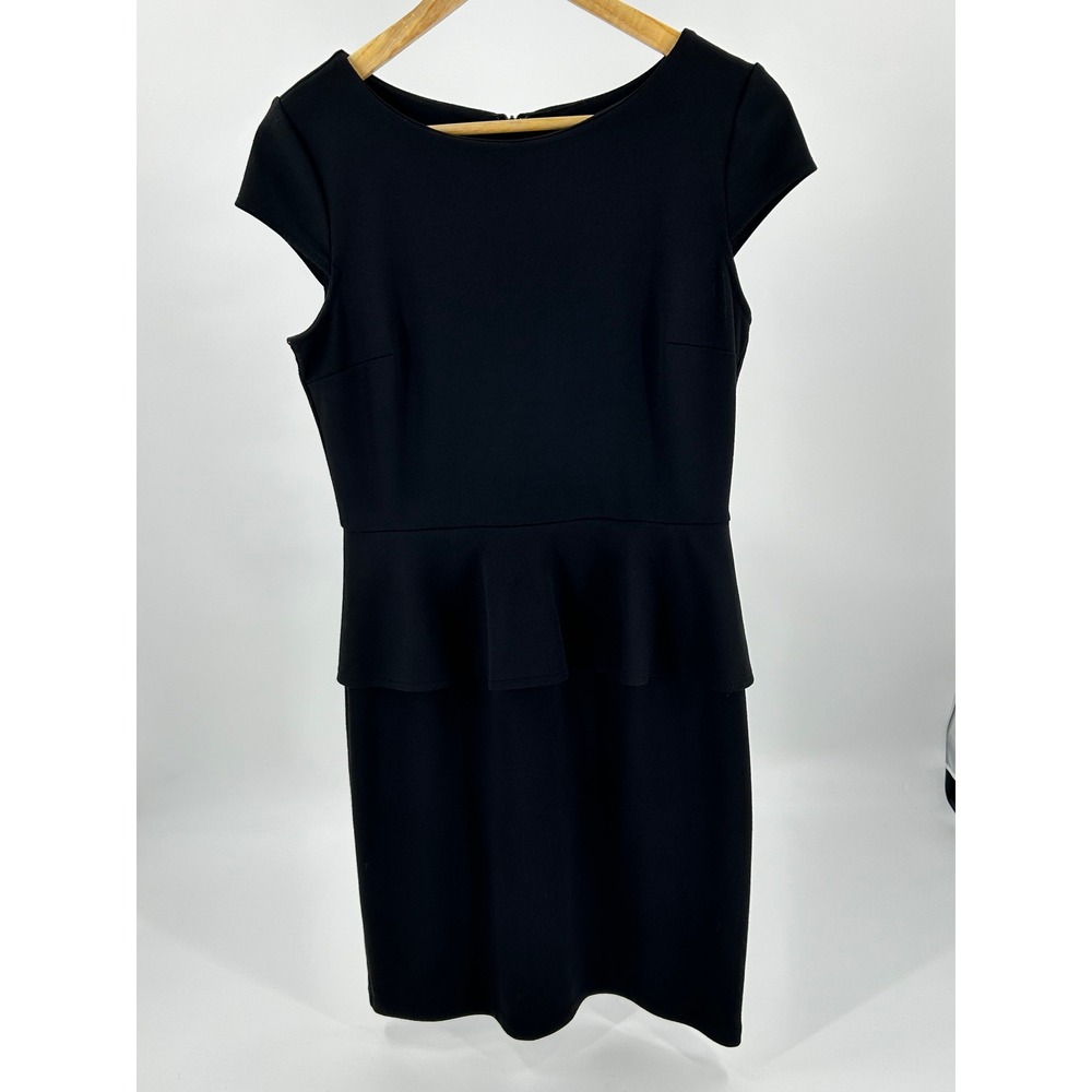 Apt. 9 Black Peplum Sheath Dress Cap Sleeve Scoop Neck Size 8 Professional‎ Wear